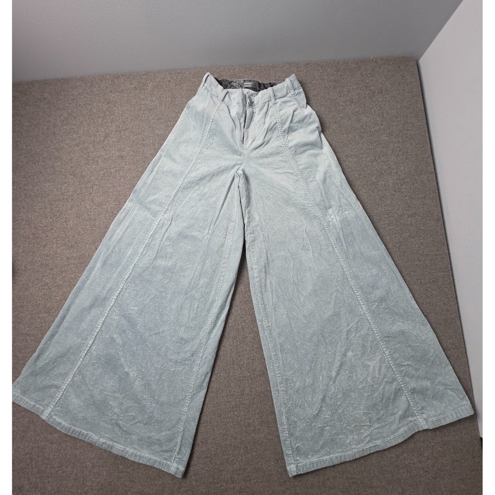 Anthropologie Corduroy Pants Womens‎ 0 Blue Stretch High Rise Wide Leg Outdoor